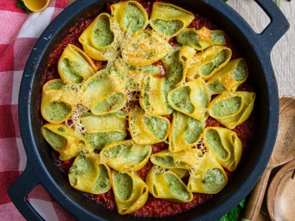 CONCHAS RELLENAS DE RICOTTA CON ESPINACAS