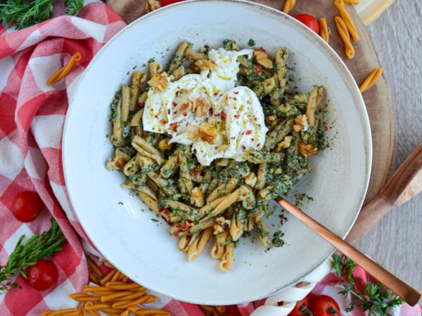 PASTA DE GARBANZOS CON PESTO DE ZANAHORIA