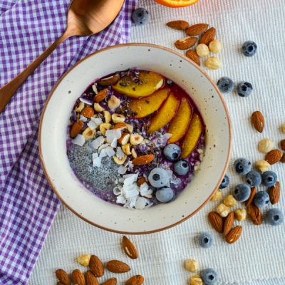 PORRIDGE FRÍO CON ARANDANOS Y CHIA