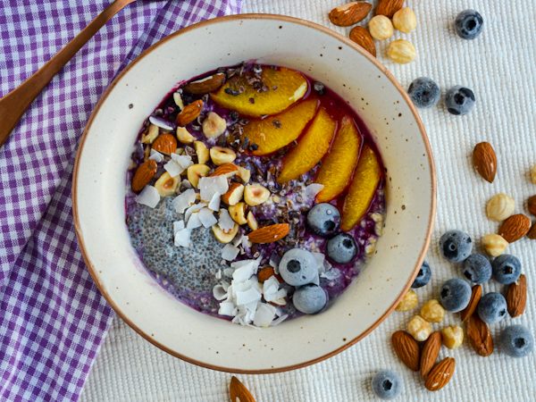PORRIDGE FRÍO CON ARANDANOS Y CHIA