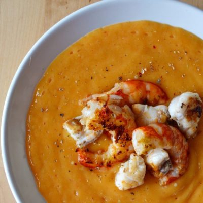 Salmorejo-de-rape-y-langostinos