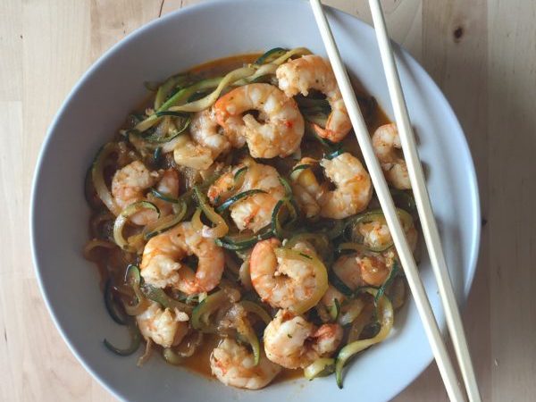 NOODLES DE CALABACÍN CON GAMBAS